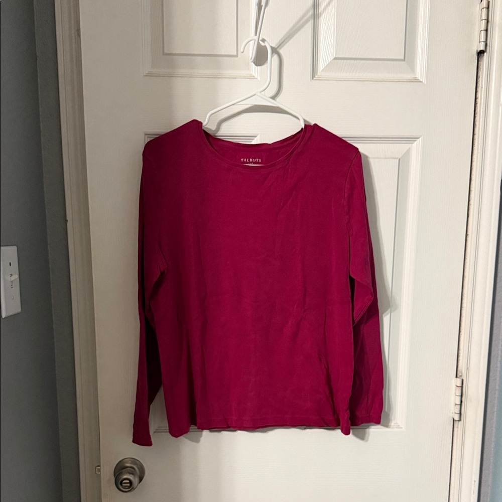 Talbots Raspberry Pink Crewneck Long Sleeve Top